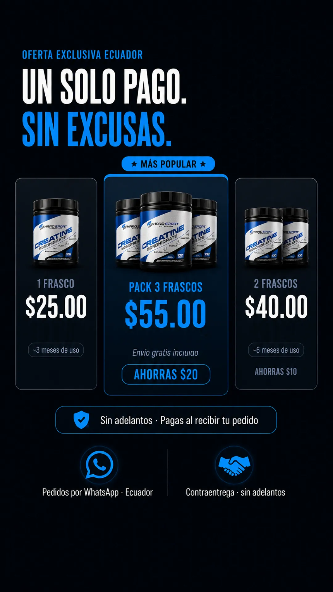 Oferta exclusiva Ecuador Hard Sport Nutrition Creatine