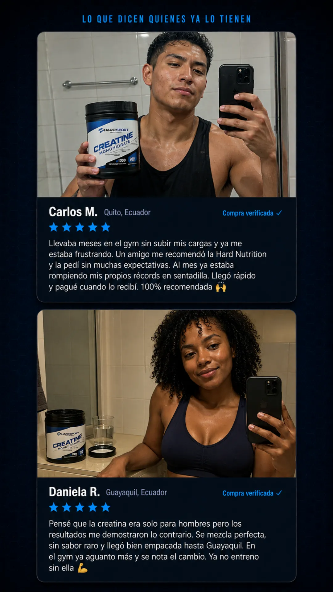Testimonios de clientes Hard Sport Nutrition 1