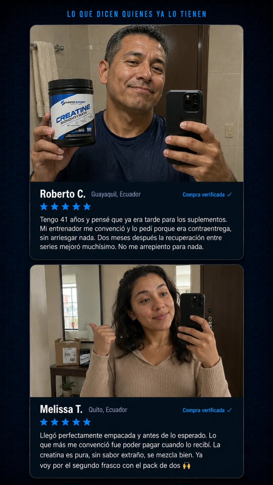 Testimonios de clientes Hard Sport Nutrition 2