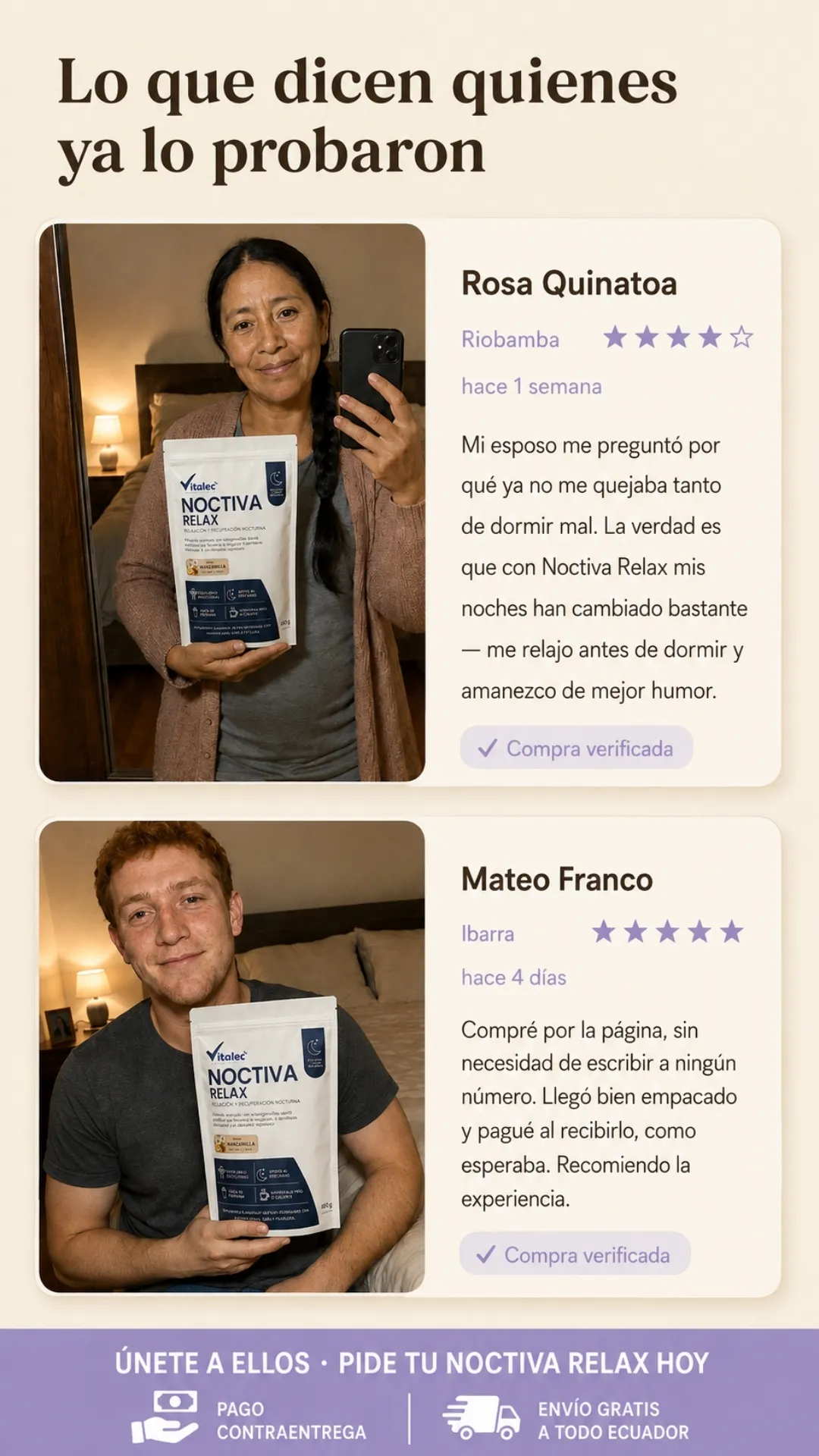 Testimonios de Rosa Quinatoa en Riobamba y Mateo Franco en Ibarra.
