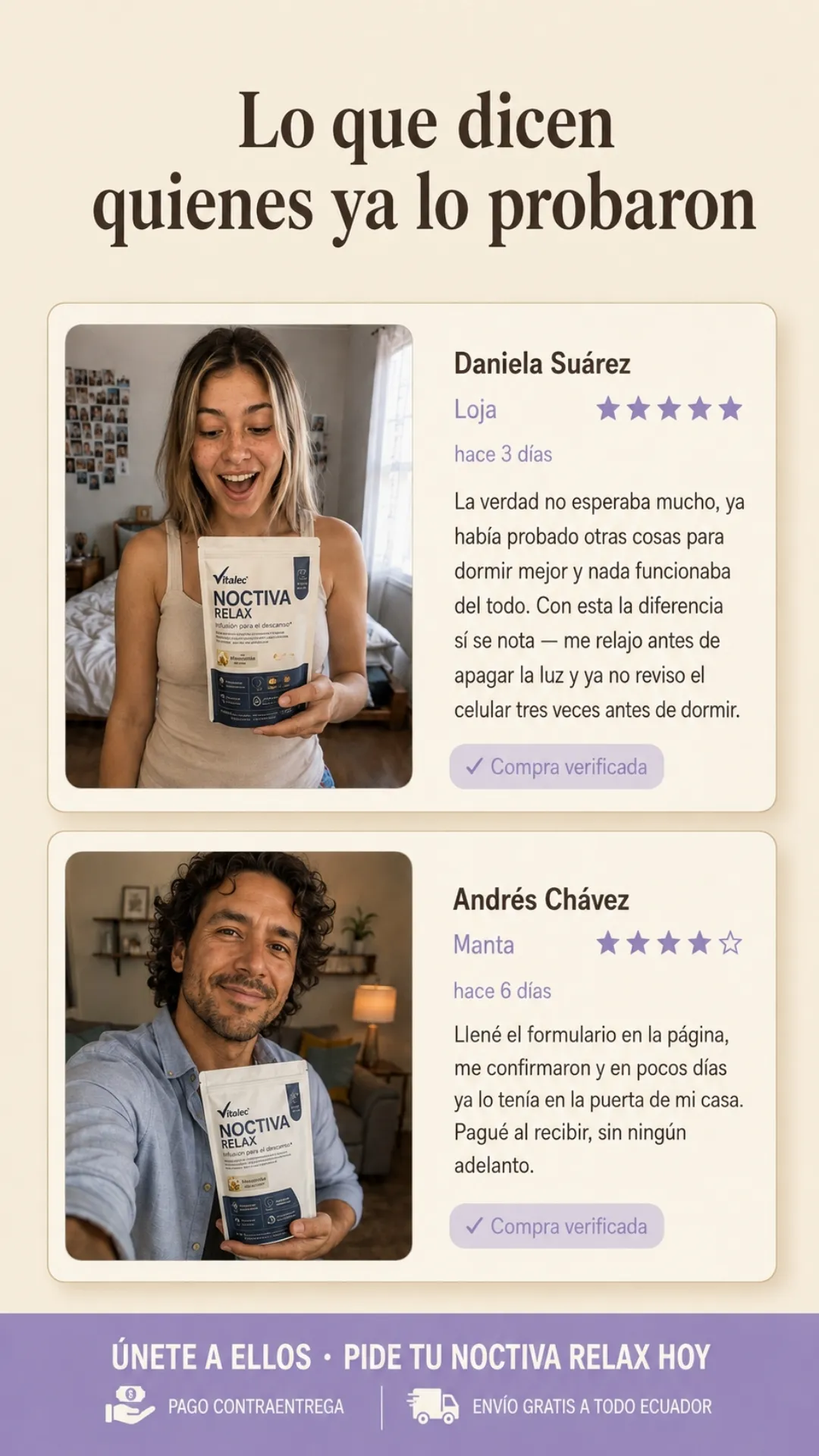 Testimonios de Daniela Suárez en Loja y Andrés Chávez en Manta.