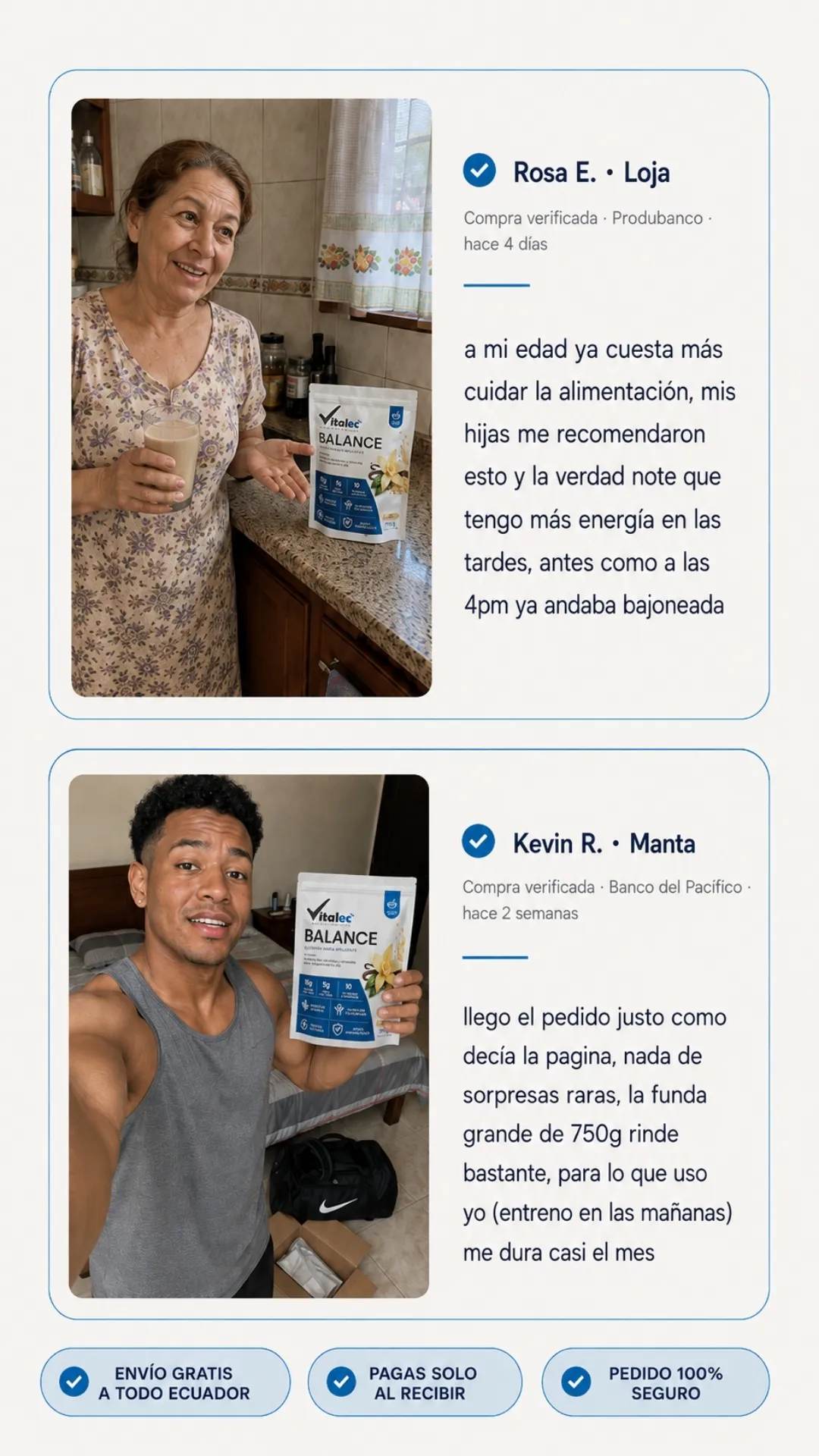 Testimonios de Rosa de Loja y Kevin de Manta.